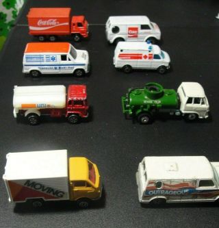 (8) Vintage Die Cast Fuel Truck,  Moving Van,  (2) Ambuiance,  Coke Truck & Van 3
