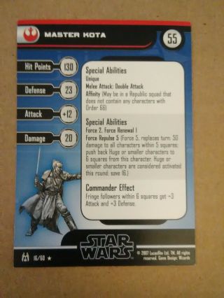 Star Wars Miniatures Rare The Force Unleashed 16 Master Kota