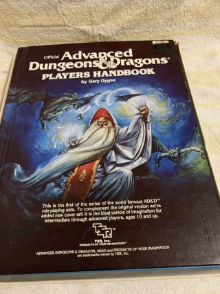 Official Advanced Dungeons And Dragons Players Handbook By E.  Gary Gygax