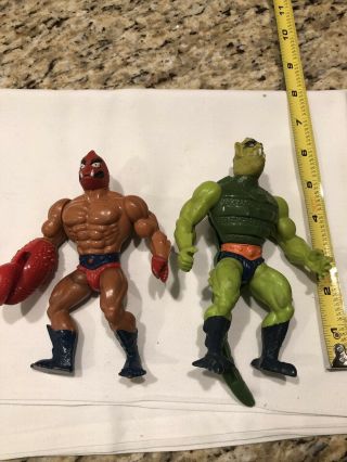 2 Vintage He - Man Masters Of The Universe Whiplash & Clawful Crab Action Figures