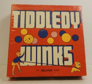 Vintage 1960s Tiddledy Winks Game All - Fair Complete Mottled Plastic Bakelite?