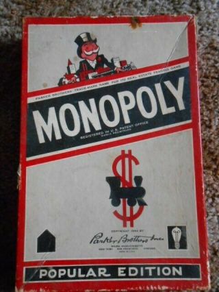 Vintage Monopoly Game Popular Edition W/original Box