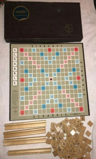 Vintage 1953 Scrabble Board Game Selchow & Richter 100 Tiles Complete