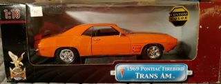 Road Signature 1969 Pontiac Firebird Trans Am Orange W Black Stripes 1:18 Scale