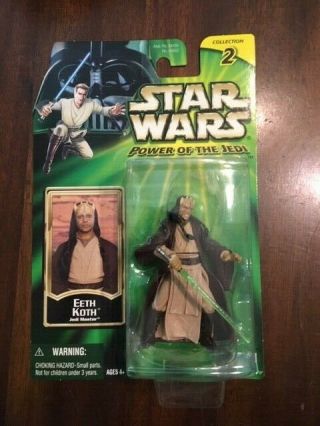 Star Wars Action Figure Eeth Koth Jedi Master Power Of The Jedi 2001