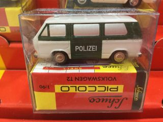 Schuco Piccolo Shell Volkswagen Vw Bus Polizei Van Green Police 1:90 Germany Ho