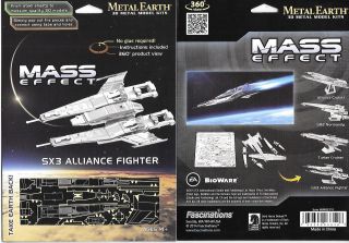 Mass Effect Game Sx3 Alliance Fighter Metal Earth 3 - D Laser Cut Steel Model Kit