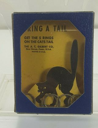 Vintage A.  C.  Gilbert Company Halloween Black Cat Ring A Tail Dexterity Game