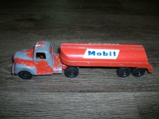 Vintage 1950s Mobil Gas 2 Pc Truck Tanker Tootsie Toy Die Cast Metal