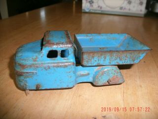 Vintage Wyandotte Small Blue Dump Truck Early Sharknose Style 6 " Long