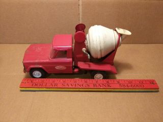 Vintage 1960 ' s Tonka Toys Jeep RED Cement Concrete Mixer Truck Pressed Steel 2