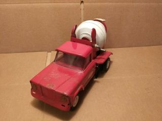 Vintage 1960 ' s Tonka Toys Jeep RED Cement Concrete Mixer Truck Pressed Steel 3