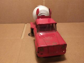 Vintage 1960 ' s Tonka Toys Jeep RED Cement Concrete Mixer Truck Pressed Steel 4