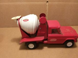 Vintage 1960 ' s Tonka Toys Jeep RED Cement Concrete Mixer Truck Pressed Steel 5