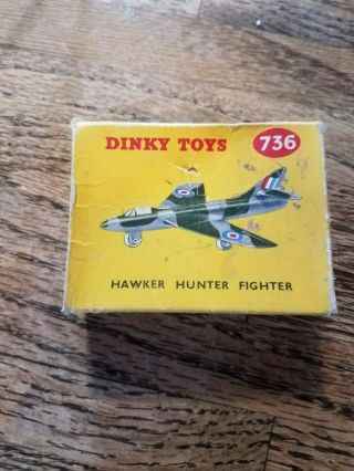 Vintage " Dinky Toys - 736 Hawker Hunter Fighter " Plane W/box Nr