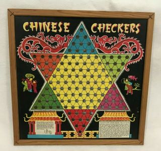 Vintage Transogram Chinese Checkers Wooden Frame Board - Dragon 1950s Era