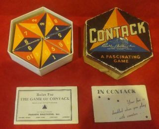 Vintage Copyright - 1939 Parker Brothers,  Inc - Game - Contact Complete