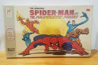 Vintage 1977 Marvel Milton Bradley Spider Man Fantastic Four Board Game Complete