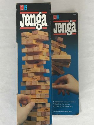 Vintage 1986 Jenga Wooden Block Milton Bradley Game 100 Complete Made In Usa