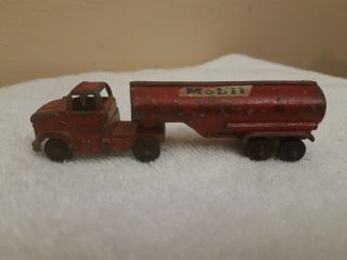 Vintage Tootsie Toy Mobil Oil Gas Ford Tanker Truck Approximately 4 " Long