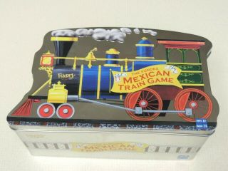 Fundex Mexican Train Game 2002 Complete Tin Box 93 Dominoes 9 Trains 5454