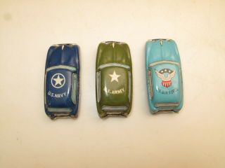 Vtg Tin Litho Metal Cars Us Navy Air Force Army Set Of 3 Cute Marx ? Paint