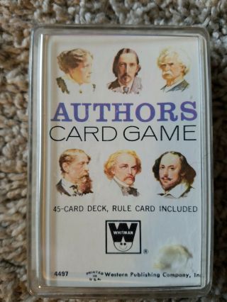 Vintage Whitman Authors Card Game Complete 45 Card Set 4497 With Case