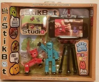 Stikbot Studio Pets,  Featuring Blue Stikbot And Red Stikpet And One Tripod