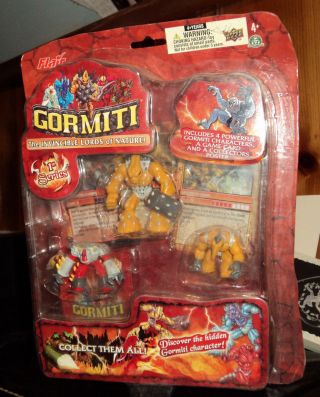 Gormiti Invincible Lords Of Nature Series 1 W/ 4 Figures & Game Card V1