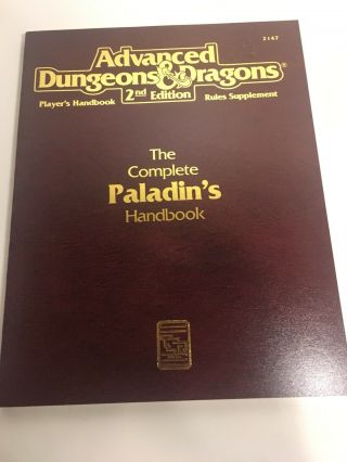 Advanced Dungeons And Dragons Paladin’s Handbook Ad&d 2nd Edition Book 2147 Tsr