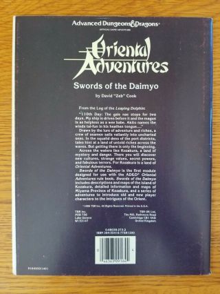 SWORDS OF THE DAIMYO OA1 AD&D 1st Edition Oriental Adventures 2
