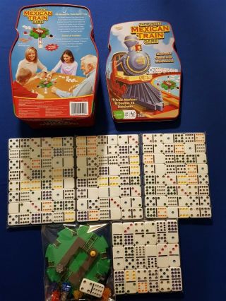 Domino Mexican Train Game Set Fundex Collectable Tin Game Hub With Sound 2008