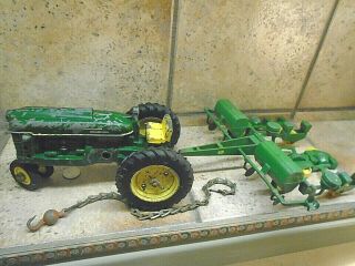 Tru - Scale Die Cast - John Deer Farm Tractor,  Seeder & Ball Hook