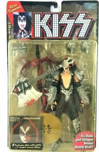 1997 Mcfarlane Toys Gene Simmons Kiss 8” Ultra - Action Figure Ax Bass Guitar Nip