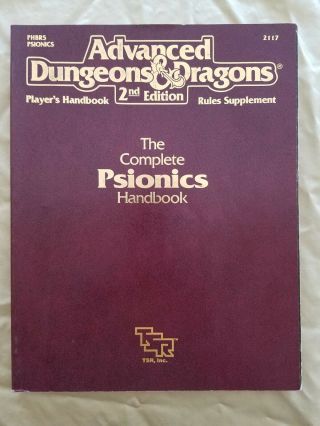 The Complete Psionics Handbook Advanced Dungeons & Dragons 2nd Edition 1991