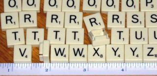 100 Scrabble mini plastic letter tiles Folio Travel Game Parts jewelry art craft 2