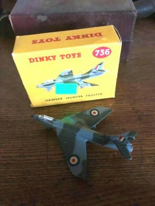 Dinky Toys Hawker Hunter Fighter Plane 736 With Box