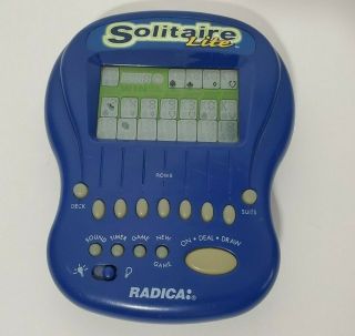 Radica Solitaire Lite Lighted Handheld Game Blue 1997 2