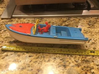 Vintage 1960’s Plastic Boat,  11” Long With Driver
