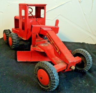 Vintage MARX Power Road Grader Construction Toy Pressed Steel USA 17 inch long 3