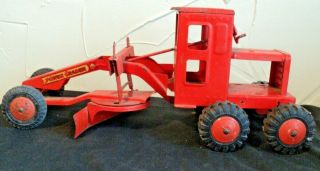 Vintage MARX Power Road Grader Construction Toy Pressed Steel USA 17 inch long 5