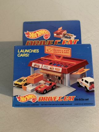 Vintage 1987 Mattel Hot Wheels Drive & Eat Sto And Go Set,  Nos