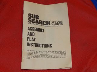 Sub Search Vtg 1973 Board Game Instructions Milton Bradley 4300
