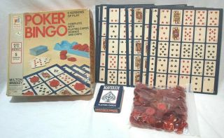 Vintage Poker Bingo 1972 Milton Bradley Cards Boards Chips 4204 5 Versions Of Pl