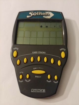 Radica Solitaire 1999 Yellow Buttons Electronic Handheld Game Fully Functional