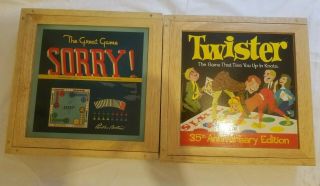 Twister And Sorry Board Nostalgia Game Series Wood Box Bundle