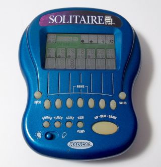 Radica Solitaire Lite Light Up Handheld Portable Electronic Game 1997 Blue