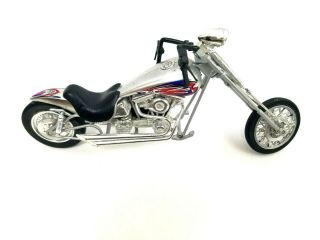 Harley - Davidson Model Toy Motorcycle 1:18 Plastic Silver With Orange & Blue