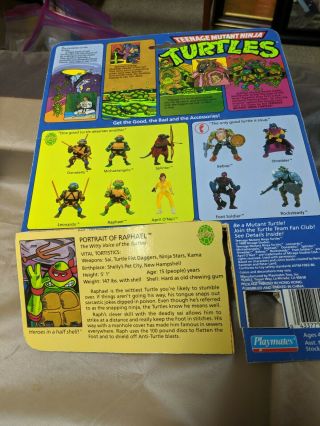 1988 TMNT Teenage Mutant Ninja Turtles Raphael with Card Back 3