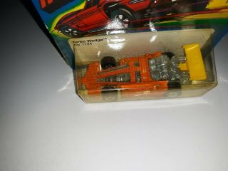 Hot Wheels Orange Turbo Wedge.  HiRakers.  1979 Mattel on the card. 3